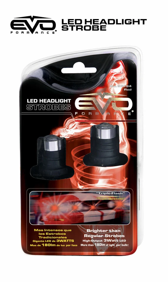EVO Formance Universal LED Strobe Headlights Kit 3-Watt, Red for Car-Truck NEW - Image 1 of 1