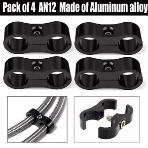 Pack of 4 Hose Separator Clamps AN12 Dual Hole Fuel Hose Line Fitting Adapters - Foto 1 di 12