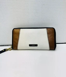 FOSSIL COWHIDE LEATHER COLORBLOCK WRISTLET WALLET 1179351215 SWL 1553 CLEAN/NICE - Picture 1 of 6