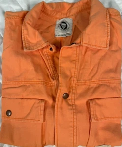 RARE Urban Outfitters Orange Derek Snap Button Utility Jacket Womens Large - Picture 1 of 11