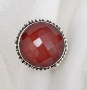 Huge Stephen Dweck Beaded Sterling Faceted Carnelian Statement Ring SZ 6 - Picture 1 of 8