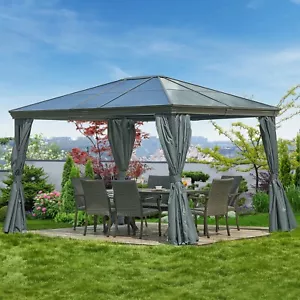 LOUNGER 3m x 3.6m / 10' x 12' Hardtop Gazebo for Outdoor, Gray - Picture 1 of 5