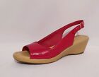 Footglove Red Patent Leather Slingbacks Peeptoes Wedges Shoes Womens UK 4.5
