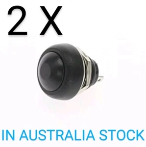 2Pcs X 12mm BLACK Push Button Switch Momentary Round Flat Button AUS STOCK  - Foto 1 di 10