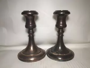 Coppia portacandele vintage Sheffield piatto argento Made in Italy - Foto 1 di 7
