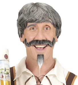 Bayer Bierparty Seppel graue Perücke mit Schnurrbart und Kinnbart - Bild 1 von 3