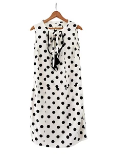 MARNI Sleeveless Day Dress Silk Polka Dot Black White Tie Neck Size 40 /US 4 - Picture 1 of 11