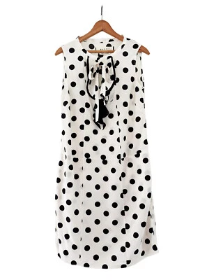 MARNI Sleeveless Day Dress Silk Polka Dot Black White Tie Neck Size 40 /US 4 - Image 1 of 4