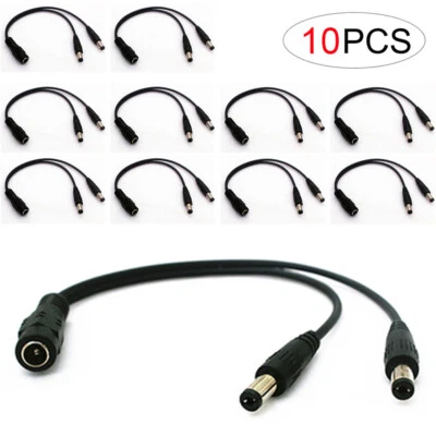 10Pcs DC Power Splitter Cable Cord Adapter 1:2 CCTV Security Camera DVR LED NEW - Image 1 of 2