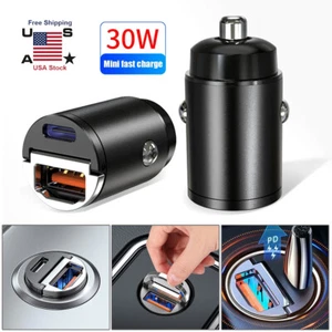 Dual USB Type-C PD Car Phone Mini Charger 30W Fast Charge Adapter Accessories US - Picture 1 of 12