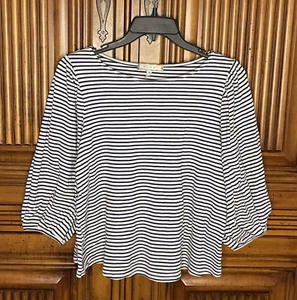 Eri and Ali Anthropologie Womens Top Extra Small XS White Black Stripe Soft - Bild 1 von 11
