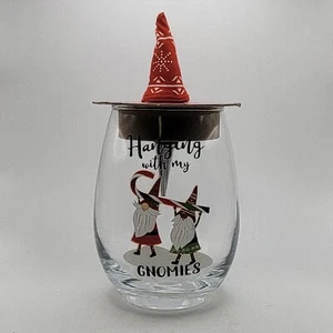 Holiday Time Hanging with my Gnomies Stemless Wine Glass Bottle Stopper 19oz - Bild 1 von 6