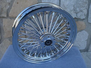 18" CHROME FAT SPOKE REAR WHEEL HARLEY FLT TOURING ROAD KING SOFTAIL 2000-07 - Picture 1 of 3