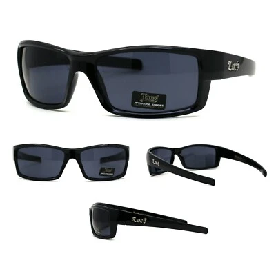 Hombre Locs Tejida Motero Gánster Rectangular Todo Gafas de Sol Negras - Imagen 1 de 4