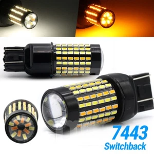 SYNETICUSA White Amber 7443 7440 7444 Switchback LED Turn Signal DRL Light Bulb - Picture 1 of 7