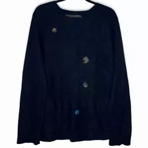 The Elder Statesman Womens Sweater Small Blue Cashmere Knit Long Sleeve Pullover - Picture 1 of 23