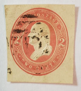 U.S. Postage ~ George Washington ~ Red 2¢ Oval Embossed Stamp ~ c.1883 ~ 01 - Picture 1 of 6