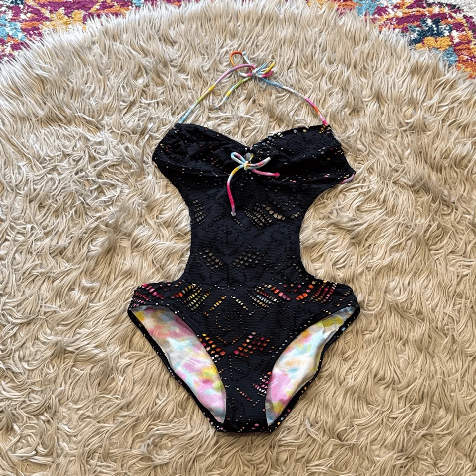 OP rainbow eyelet swimsuit size medium - Image 1 of 4