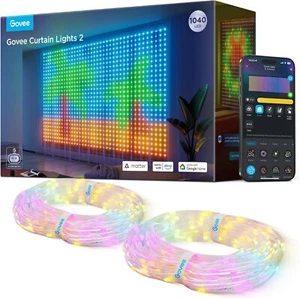 Govee Curtain Lights 2 Smart LED Curtain Lights with DIY GIF AIGC 1040 LED READ* - Picture 1 of 9
