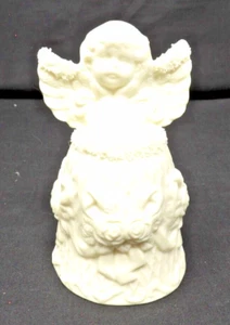 Vintage White Ceramic Angel Figurine Bell 4 1/2" Tall - Picture 1 of 4