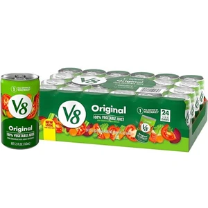 (24 Pack) V8 Low Sodium Original 100% Vegetable Juice with Vitamins, 5.5 Fl Oz - Picture 1 of 5
