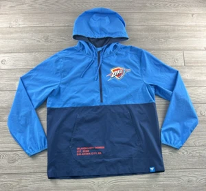 Oklahoma City Thunder Mens Size L Large 1/4 Windbreaker Jacket Hooded Blue. - Picture 1 of 9