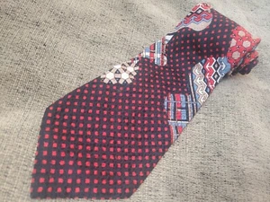 Erredieci Herren 100% Seide KRAWATTE Indigo Blau Rot Diamanten Italy Made *DEFEKT* - Bild 1 von 8