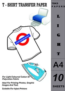 10 x A4 Iron-On T-Shirt Transfer Paper For Light Fabrics - Afbeelding 1 van 1