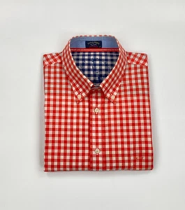 Herren Yachthemd rot orange kariert Paul & Shark Größe 45 XXXL 3XL Logo B - Bild 1 von 16