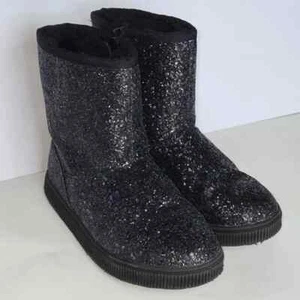 Kids' Holland Shearling Style Boots - Cat & Jack™ Black Shimmer 5 - Picture 1 of 5