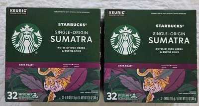 STARBUCKS Sumatra Dark Roast K-Cups - 64 Count (2 - 32 Counts Boxes) Exp. 2/2026 - Image 1 of 4