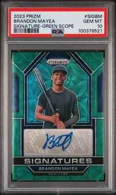 2023 Panini Prizm Signatures Brandon Mayea #SIGBM Green Scope PSA 10 /75 - Image 1 of 2