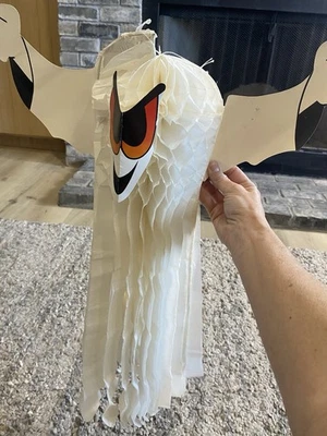 Vintage 1989 Halloween Beistle arte colgante tejido panal fantasma 22" Foto 1 de 4