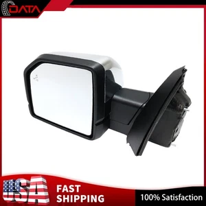 FO1320528 Driver Side Mirror Power Fold For 2015-2017 Ford F-150 Chrome Heated - Picture 1 of 8