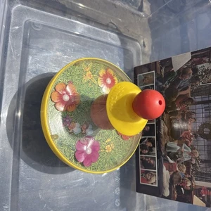 Vintage 1980s Chicco Spinning Push Top Toy w/ Chime Bell Bumblebee Flowers Italy - Picture 1 of 6