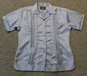 Mujer Auténtica Guayabera Yucateca Classica Azul Manga Corta - Imagen 1 de 3