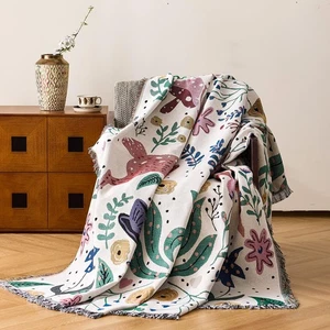 Boho Throw Blanket, 100% Handwoven Cotton Southwestern Farmhouse Floral Decor... - Bild 1 von 8