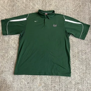 Marshall Thundering Herd Polo Shirt Mens XXL 2XL Green Nike Fit Dry Performance - Picture 1 of 7