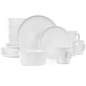 Elama Luxmatte White 16 Piece Dinnerware Set - Picture 1 of 10