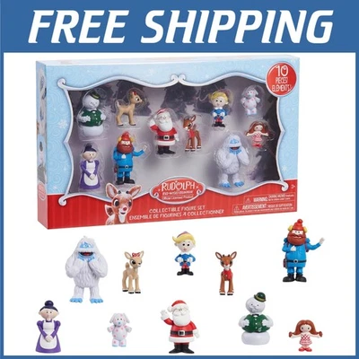 Estatuillas de reno nariz roja Rudolph, juego de personajes de 10 piezas Foto 1 de 4