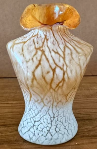 Vaso busto donna vetro artistico stile Murano vintage creme caramello e ambra 8" - Foto 1 di 13