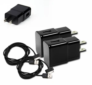 2X 2A TRAVEL ADAPTER+3FT 30PIN USB CABLE WALL CHARGER BLACK IPHONE IPAD 2 3 IPOD - Photo 1/1