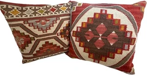 POTTERY BARN 西南编织 Kilim 羊毛枕头套装拉链 18 英寸 x 18 英寸 2 件套 - 第 1 张/共 19 张