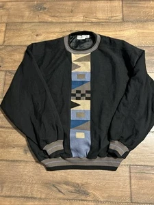 Pullover vintage St. Croix foderato a maglia design geometrico made in USA giacca a vento XXL - Foto 1 di 7