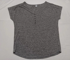 Old Navy grigio manica corta Henley top misto lino donna taglia media - Foto 1 di 9
