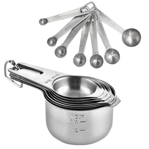 14-Piece Stainless Steel Measuring Cups and Spoons Baking Tools Set - Picture 1 of 8