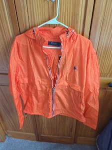Men's Polo Ralph Lauren Orange Water Repellent Windbreaker Jacket Size Medium - Picture 1 of 7