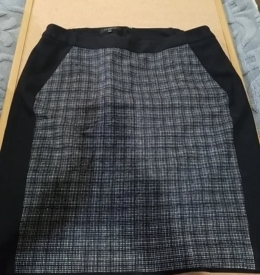 Talbots Wool Skirt Womens 14W White Black Plaid Classic Preppy Office - Image 1 of 4