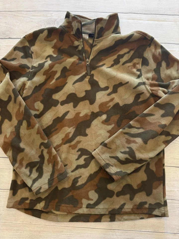 Starter Pullover Mens Medium Camo Fleece Half Zip Outdoor Hunting Sweater Brown - Image 1 of 4