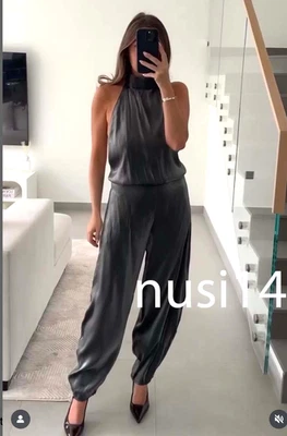 ZARA NUEVO MONO HALTER GLOBO MUJER ESPALDA ABIERTA NEGRO XS-XXL 929/481/800 Foto 1 de 3